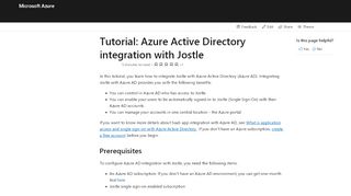 
                            2. Tutorial: Azure Active Directory integration with Jostle | Microsoft Docs