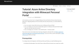 
                            6. Tutorial: Azure Active Directory integration with Mimecast Personal ...