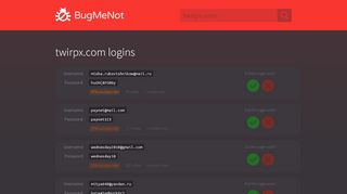 
                            5. twirpx.com passwords - BugMeNot - BugMeNot: share logins
