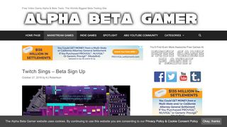 
                            8. Twitch Sings – Beta Sign Up | Alpha Beta Gamer