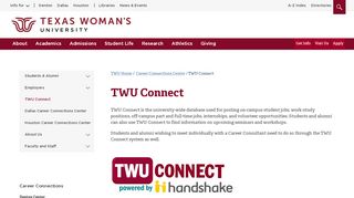 
                            9. TWU Connect - Career Connections Center - Texas Woman's University