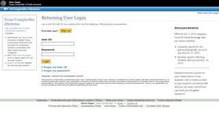 
                            9. TxComptroller eSystems - Returning User Login