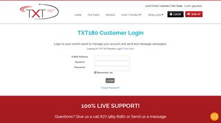 
                            2. TXT180 Customer Login - Send Group SMS in Bulk