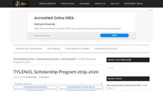 
                            1. TYLENOL Scholarship Program 2019-2020