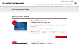 
                            2. Types of Membership Cards (Enrollment Information) - JAL Mileage ...