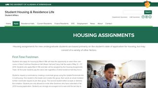 
                            9. UAB - Student Affairs - Housing - Housing Assignments