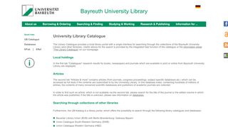 
                            1. UB-Katalog - Universitätsbibliothek Bayreuth