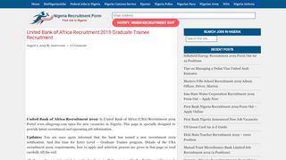 
                            8. UBA Recruitment 2019 Portal Application Form at www.ubagroup.com
