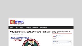 
                            8. UBE Recruitment 2018/2019-What to know - breaking news, world ...