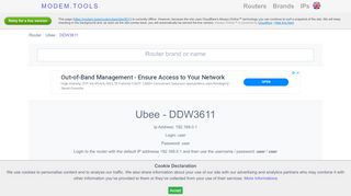 
                            5. Ubee DDW3611 Default Router Login and Password