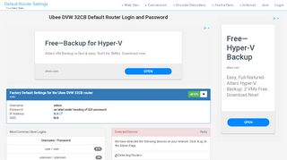 
                            4. Ubee DVW 32CB Default Router Login and Password