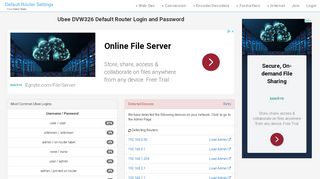
                            7. Ubee DVW326 Default Router Login and Password