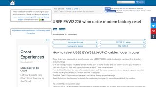 
                            9. UBEE EVW3226 wlan cable modem factory reset