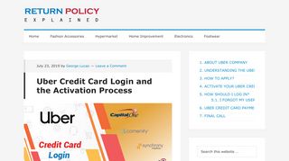 
                            7. Uber Credit Card Login and the Activation Process