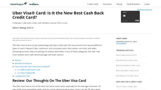 
                            8. Uber Visa Credit Card: Is it the New Best Cash Back Credit ...
