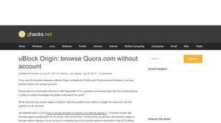 
                            6. uBlock Origin: browse Quora.com without account - gHacks Tech News