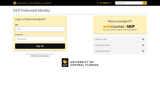 
                            5. UCF Federated Identity - webcourses.ucf.edu