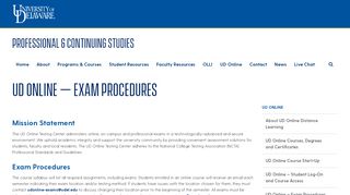 
                            2. UD Online - Exam Procedures - University of Delaware Div. of ...