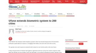 
                            8. Ufone extends biometric system to 200 cities - Technology ...