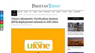 
                            6. Ufone’s Biometric Verification System (BVS) deployment ...