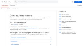 
                            2. Última atividade da conta - Ajuda do Gmail - Google Support