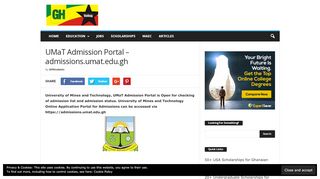 
                            3. UMaT Admission Portal - admissions.umat.edu.gh - GH Students