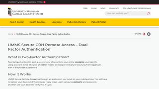 
                            1. UMMS Secure CRH Remote Access – Dual Factor Authentication | UM ...