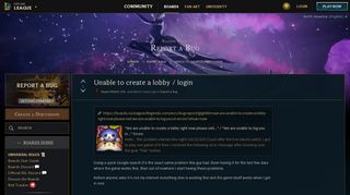 
                            4. Unable to create a lobby / login - Boards - League of Legends