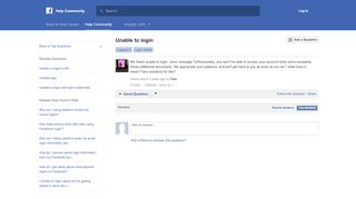 
                            7. Unable to login | Facebook Help Community | …