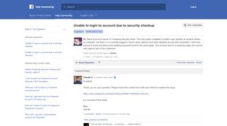
                            4. Unable to login to account due to security checkup | Facebook ...