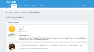 
                            2. Unable to login to admin area | Chevereto Community
