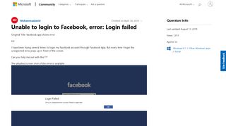 
                            1. Unable to login to Facebook, error: Login failed ...