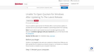 
                            2. Unable To Open Quicken for Windows After Updating To The ...
