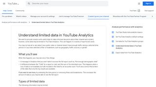 
                            8. Understand limited data in YouTube Analytics - YouTube Help