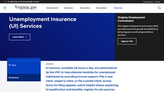 
                            8. Unemployment Insurance (UI) Services - virginia.gov