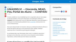 
                            2. UNIASSELVI → Gioconda, NEAD, Pós ... - unoparava.com.br