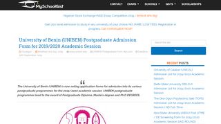 
                            2. UNIBEN Postgraduate Admission Form is Out 2019/2020 - MySchoolGist