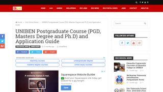 
                            1. UNIBEN Postgraduate Courses and Application Procedures (UNIBEN ...