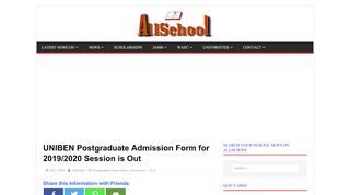 
                            7. UNIBEN Postgraduate Form is Out 2019/2020 Session | How to Apply