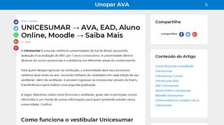 
                            5. UNICESUMAR → AVA, EAD, Aluno Online, …