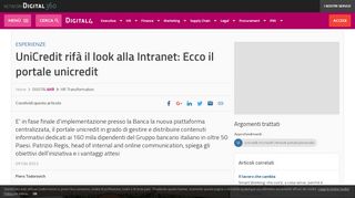 
                            3. UniCredit rif? il look alla Intranet: Ecco il portale unicredit - Digital4