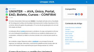 
                            10. UNINTER → AVA, Único, Portal, EAD, Boleto, Cursos ...