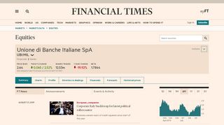 
                            9. Unione di Banche Italiane SpA, UBI:MIL summary - FT.com