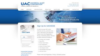 
                            7. Universal Alloy Corporation - Sign up for UACCESS