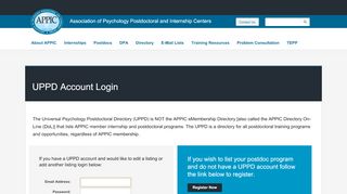 
                            4. Universal Psychology Postdoctoral Directory (UPPD) Login - APPIC