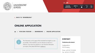 
                            5. Universität Leipzig: Online Application