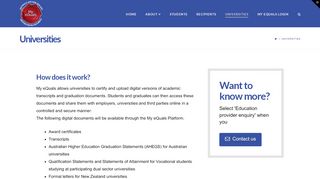 
                            3. Universities - My eQuals Digital Credentials