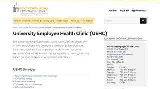 
                            1. University Employee Health Clinic | University of Iowa Hospitals ...