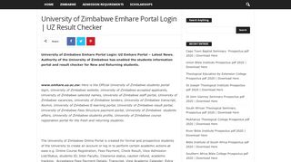 
                            8. University of Zimbabwe Emhare Portal Login | UZ Result ...