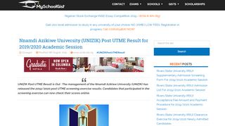 
                            4. UNIZIK Post UTME Result 2019/2020 | How to Check - MySchoolGist